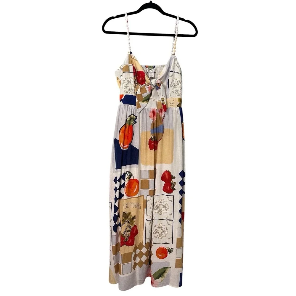 Tuckernucks CAROLINE CONSTAS Linen Blend French Themed Maxi Dress Vacation S NWT - Picture 6 of 9